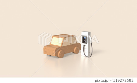 The car wood and ev station for technology concept 3d rendering. The car wood and ev station for technology concept 3d rendering. 119278593