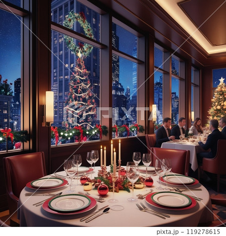 おしゃれなレストランでクリスマスディナー おしゃれなレストランでクリスマスディナー 119278615