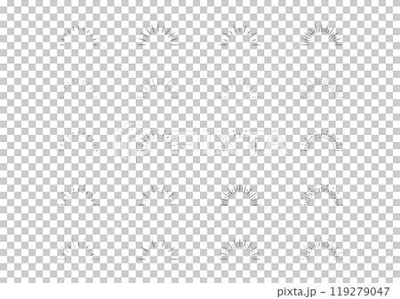 シンプルなサンバーストの手書き風イラストセット（20種類） 119279047