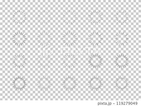 Simple sunburst hand-drawn illustration set (20 types) Simple sunburst hand-drawn illustration set (20 types) 119279049