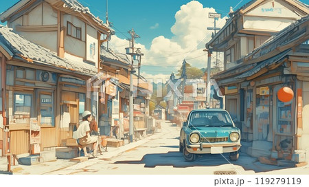 E6レトロな風景画 レトロな風景のイラスト素材 [72677018] - PIXTA