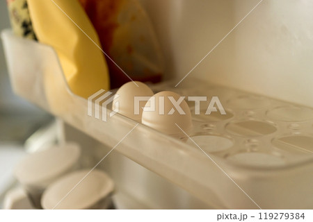 冷蔵庫のエッグホルダーと卵 119279384