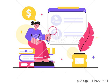 Law Firm Services Vector Illustration featuring of Justice, Legal Advice, Court Judgement, and Lawyer Consultation in a Flat Style Cartoon Background Law Firm Services Vector Illustration featuring of Justice, Legal Advice, Court Judgement, and Lawyer Consultation in a Flat Style Cartoon Background 119279521