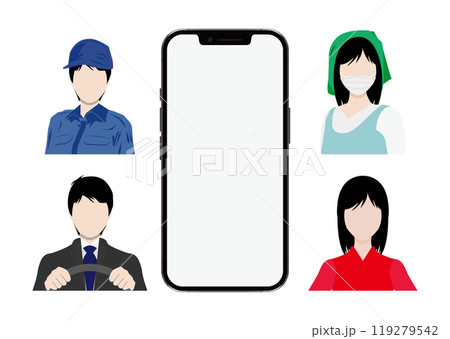 スマートフォンと働く人 119279542