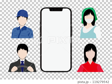 スマートフォンと働く人 119279542