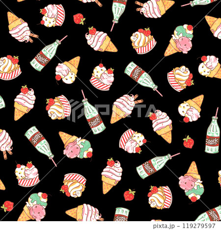 テキスタイルに最適なアイスクリームの柄, 119279597