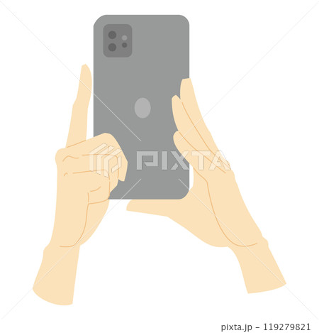 スマホのカメラを操作する手のイラスト素材カラーラインレスタイプ3 スマホのカメラを操作する手のイラスト素材カラーラインレスタイプ3 119279821