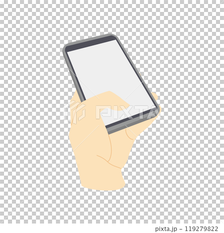 操作智慧型手機相機的手的插圖素材，彩色線條類型 4 119279822