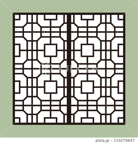 閉じた四角い障子のイラスト素材4 119279847