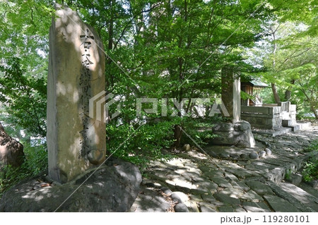 清洲古城跡公園にある織田信長公を祀る社と清洲古城跡の石碑 119280101