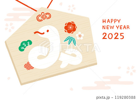 2025年　巳年年賀状　巳年の絵馬 119280388