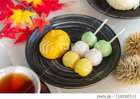 うさぎ饅頭と三色串だんご 119280511