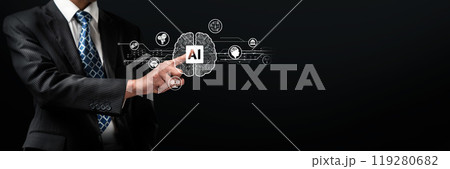 Human interact with AI artificial intelligence brain process generative AI FaaS 119280682