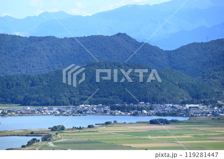 八幡山からの西の湖と安土山の風景 八幡山からの西の湖と安土山の風景 119281447