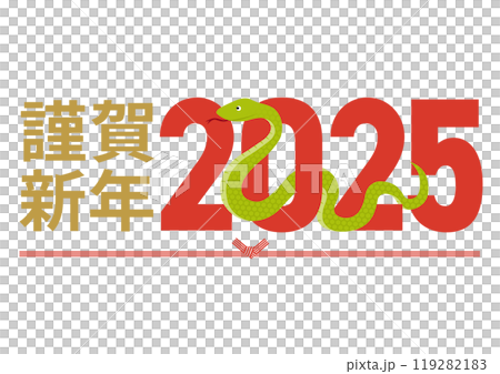 2025年をイメージした巳と謹賀新年のイラスト 119282183