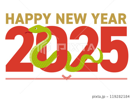 2025年をイメージした巳とhappy new yearのイラスト 119282184