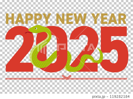 2025年をイメージした巳とhappy new yearのイラスト 119282184