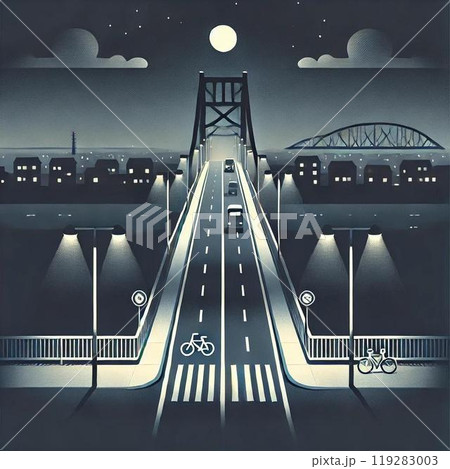 カーブミラーに映る橋の影 カーブミラーに映る橋の影 119283003