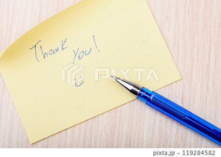 Message on Sticky Note with Pen and Smiley Face. 119284582