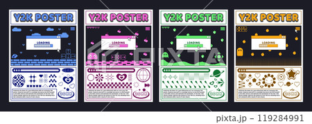 Y2k poster design with old computer video game Y2k poster design with old computer video game 119284991