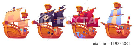Cartoon old sailboat for game ui Cartoon old sailboat for game ui 119285006