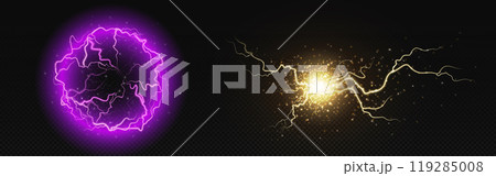 Lightning strike effects on transparent background 119285008