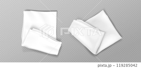 Folded white kitchen towels set Folded white kitchen towels set 119285042