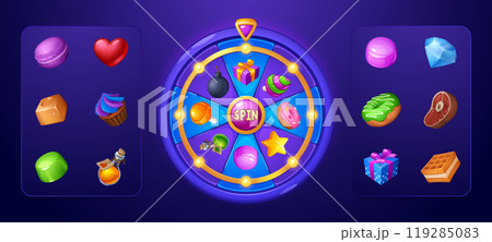 Spin fortune wheel game user interface. 119285083