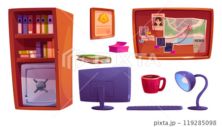 Detective office or police room interior furniture Detective office or police room interior furniture 119285098