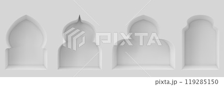 Arch window of mosque or muslim building. 119285150