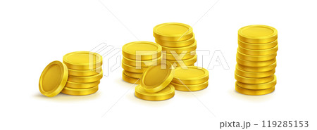Gold coin stack with different sizes of money pile Gold coin stack with different sizes of money pile 119285153