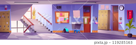 Modern school hall with lockers 119285163