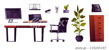 Modern workspace furniture and equipment. 119285197