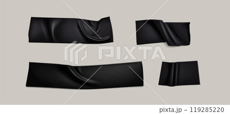 Realistic vector black adhesive duct tape pieces 119285220