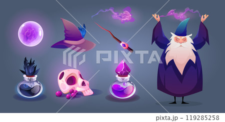 Wizard with magic stuff. 119285258