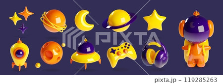 Space game 3d icon cartoon vector element set 119285263