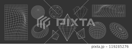Y2k white grid abstract shape. Y2k white grid abstract shape. 119285276