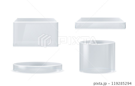 3D cylinder and cube glass platforms set 3D cylinder and cube glass platforms set 119285294