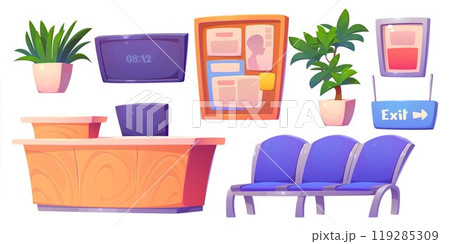 Interior elements of hospital reception 119285309