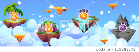 Arcade game levels map with floating islands Arcade game levels map with floating islands 119285378