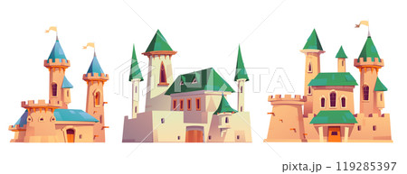 Cartoon set of medieval castles 119285397