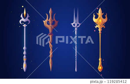 Trident staffs set isolated on background 119285412