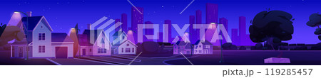Night town street against big city background 119285457