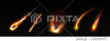Comet or meteor trail and magic fire effect vector 119285475