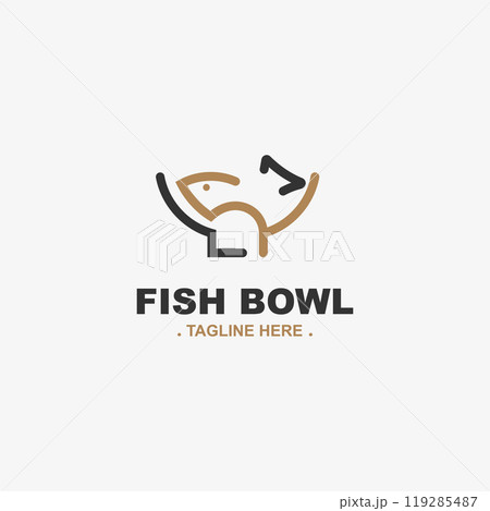 Fish bowl logo design, restaurant logo symbol minimal illustration design template Fish bowl logo design, restaurant logo symbol minimal illustration design template 119285487