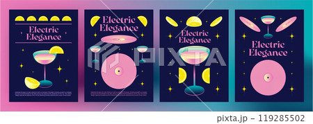 Y2k retro style poster template with cocktail 119285502