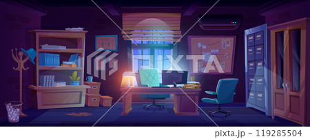 Detective room or police office interior at nightのイラスト素材 [119285504 ...