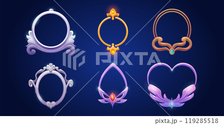 Decorative metallic frame for game ui design. 119285518