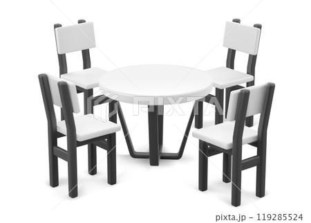 Booth table and chairs made from white plastic Booth table and chairs made from white plastic 119285524
