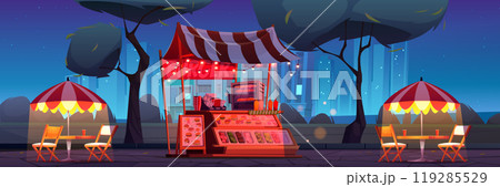 Outdoor burger stall in night city park 119285529